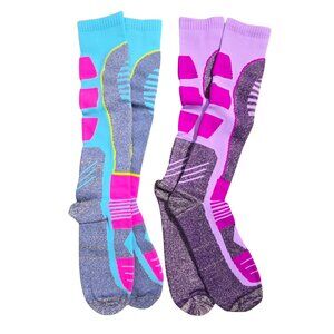 NIP | Aii Performance Thermal Ski Socks | 2 Pair Set | Purple & Blue | Large